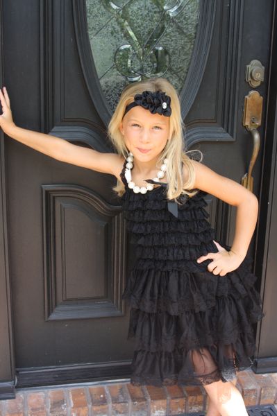 Black flower Girls Dress Junior Bridesmaid Black baby dress