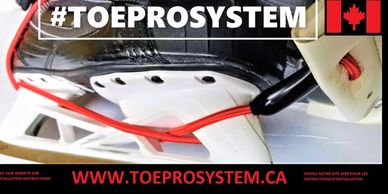 Made in Canada Quality Toe Strap System Designed for Goalies of all levels, Easy to install and Easy On and Off design.