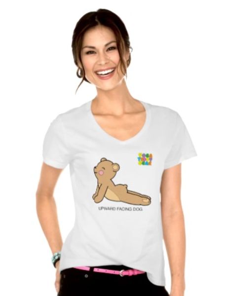 Yoga Teddy Bear "Upward Dog / Downward Dog" V-neck T-Shirts
