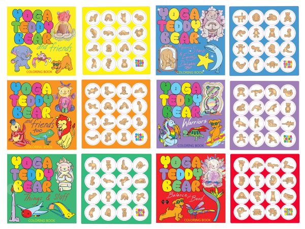 3+ Complete Sets of Yoga Teddy Bear Coloring Books + Stickers