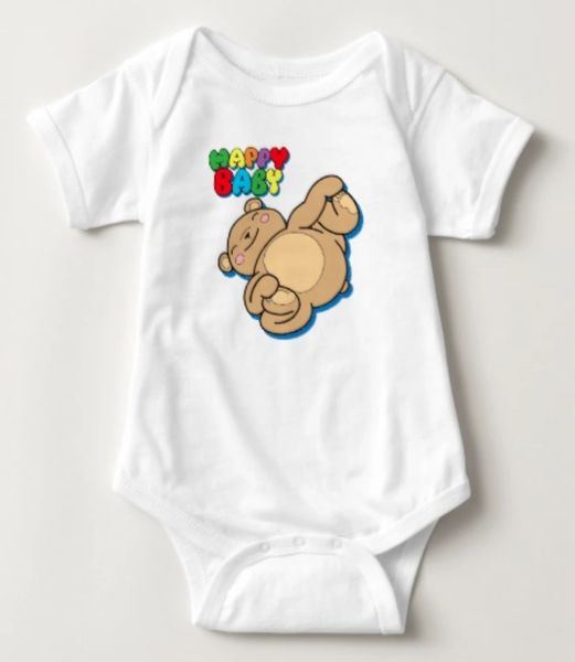 Yoga Teddy Bear “Happy Baby” Baby Bodysuit