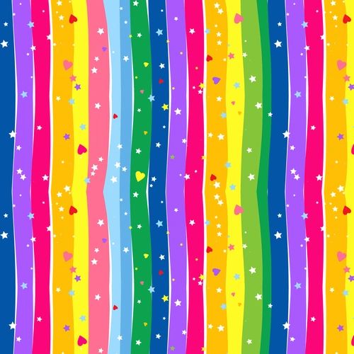Blank Quilting Emilia's Dream Rainbow Wavy Stripe Hearts Stars