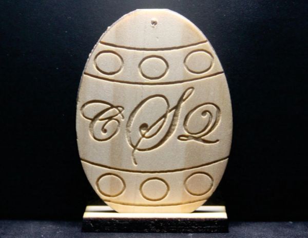 Monogramed Round Jeweled Wooden Egg