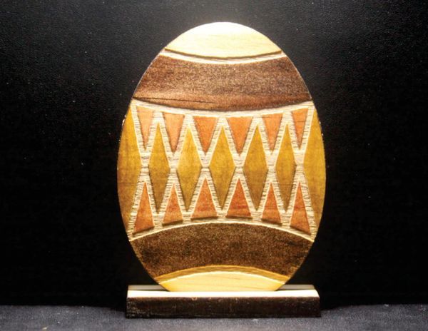 Diamond Pattern Decor Wooden Egg