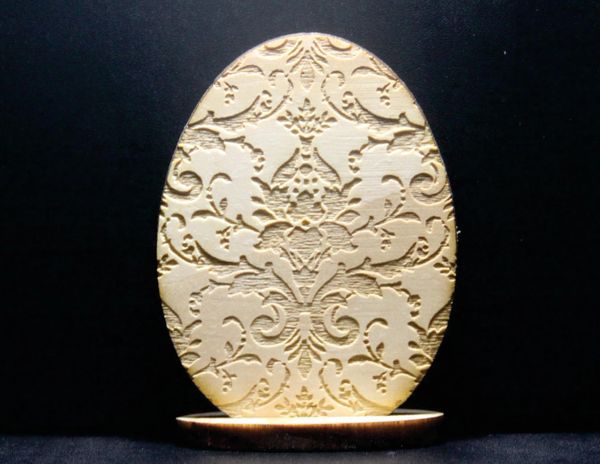 Floral Pattern Inverted Decor Wooden Egg