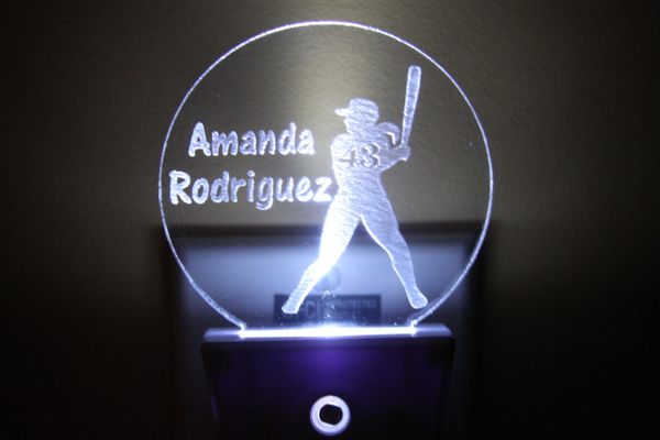 Softball Batter Silhouette Insert plus LED Night Light