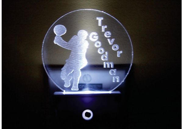 Mens Tennis Player Silhouette Insert plus LED Night Light