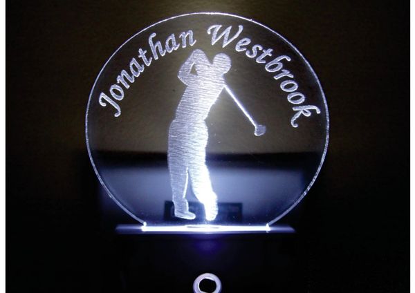 Mens Golfer Silhouette Insert plus LED Night Light