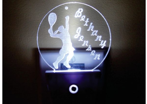 Womens Tennis Player Silhouette Insert plus LED Night Light