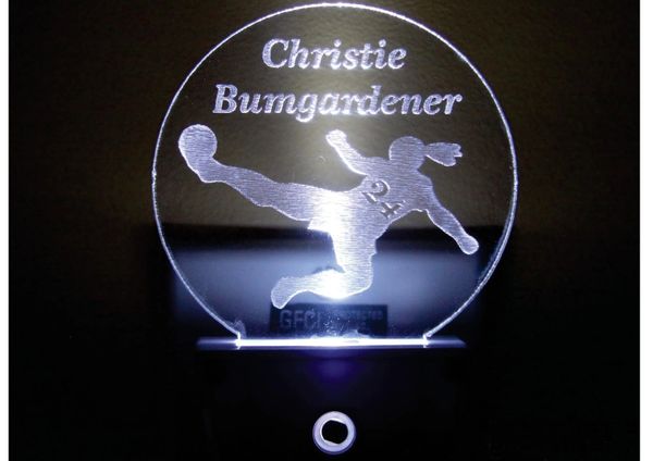 Womens Soccer Player Silhouette Insert plus LED Night Light