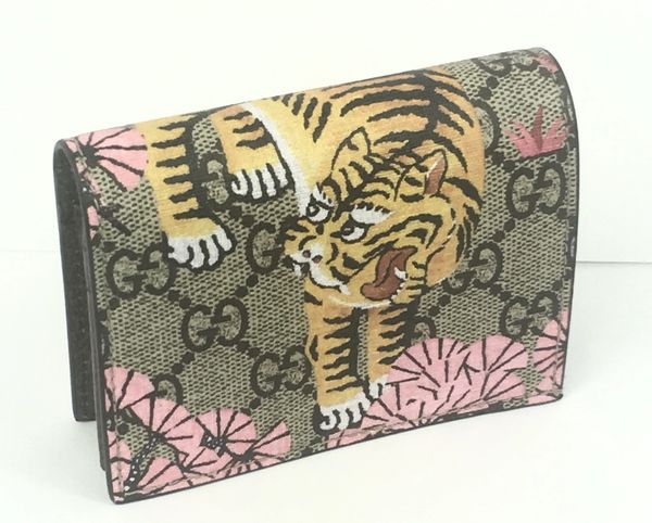 Gucci GG Coin Wallet With Tiger Print in Black for Men