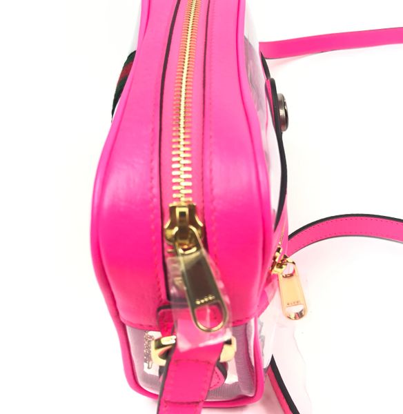 Gucci #517350 Ophidia Clear Vinyl and Pink Leather Web Stripe Mini Crossbody Bag | Elgie Chic ...