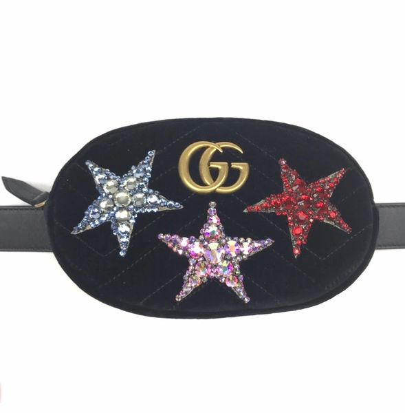 Gucci Marmont Belt Bag Pink Velvet With Crystals