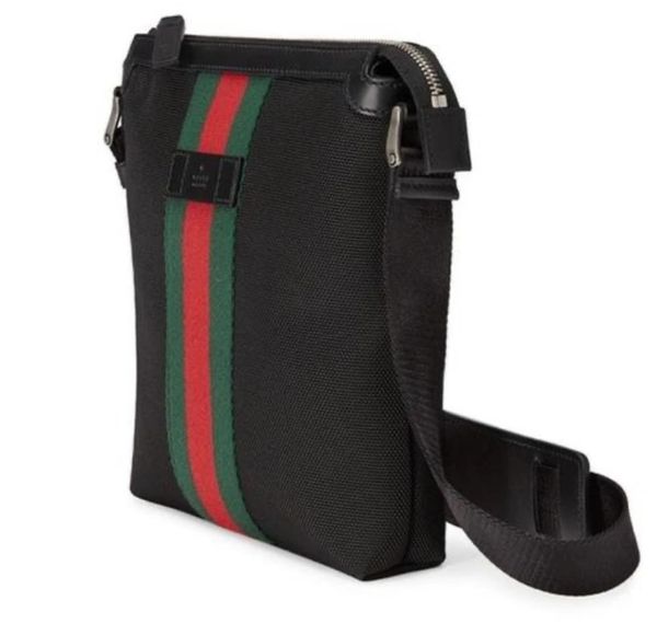 Gucci Techno Canvas Web Stripe Black Women's Shoulder Bag 631195 KWT7N 1060
