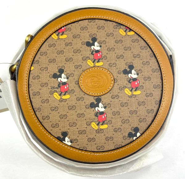 GUCCI GG Disney X Mickey Mouse Crossbody Leather Tan Brown Italy