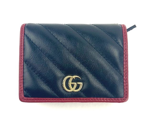 Black Leather GG Marmont Card Case Wallet