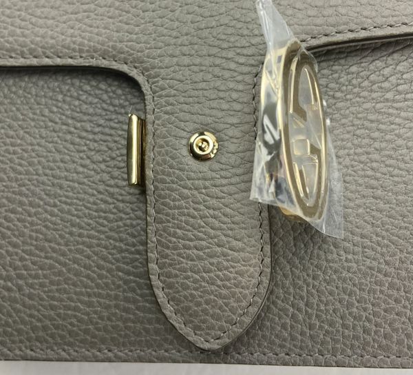 GUCCI Interlocking GG Calfskin Leather Crossbody Bag Grey 510303