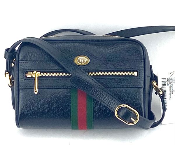 Gucci Ophidia Mini GG Web Leather Crossbody Bag Black