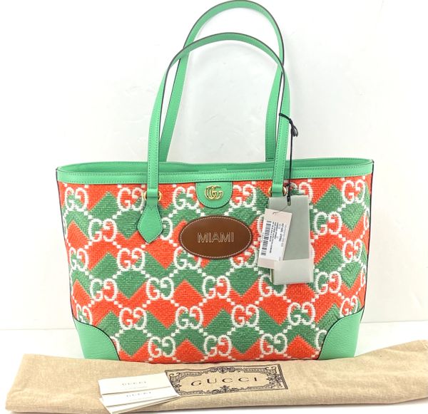 Gucci 631685 Ophidia GG Straw Shoulder Bag Tote Limited Edition