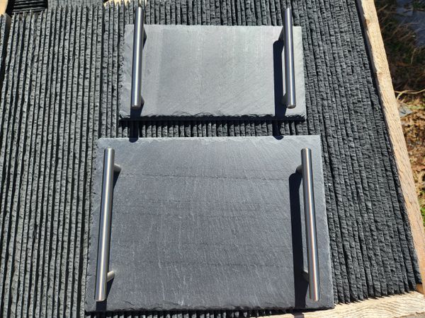 2 Piece Set of Black Slate Serving Trays with Handles INCLUDED!! $12.00 SHIPPING to Continental US, Alaska, & Hawaii Only!!