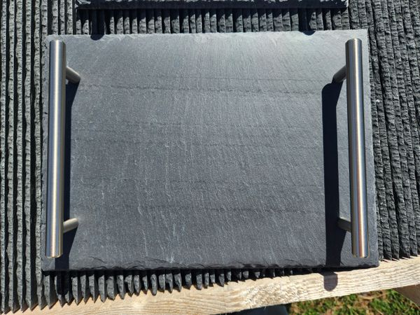 MEDIUM SIZE Black Slate Serving Tray (8.5" x 11") with Handles INCLUDED!!