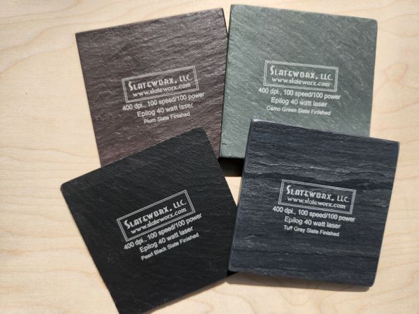 4" SQUARE SMOOTH EDGED Slate Coaster! Now available in FOUR COLORS!!