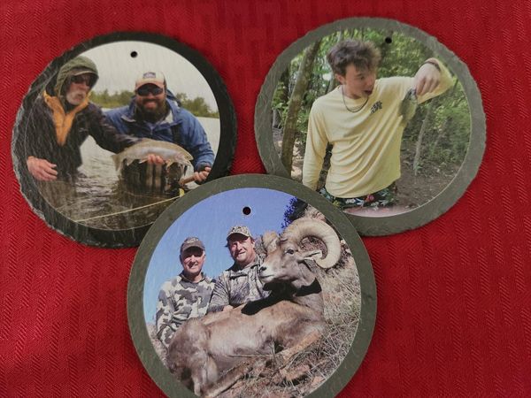 Custom UV Printed Round Slate Ornaments, 3" & 4", Sold INDIVIDUALLY
