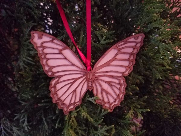 Butterfly ornament made from antique Reclaimed Maple flooring with FREE SHIPPING!