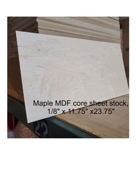 Maple veneer 2 sides w/ MDF core, wood panels are 1/8" thick, 12" x 12"