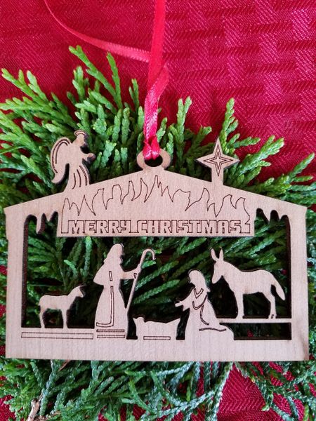 Manger scene Christmas ornament