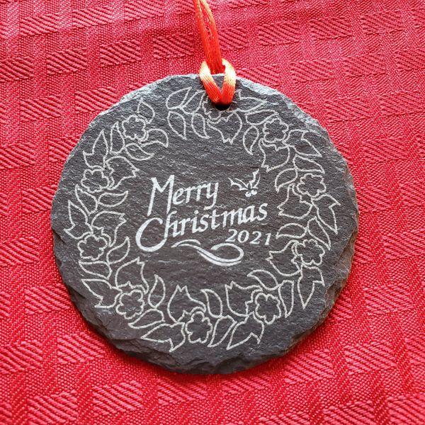 3" Round Slate Ornament, Free Shipping to Continental US, Alaska & Hawaii Only!!