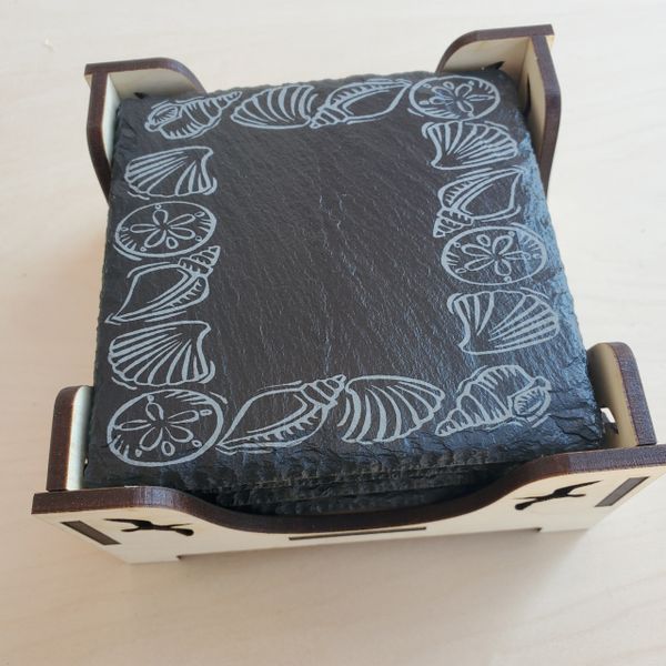 Square Seascape Coaster set #6, Free Shipping to continental USA, Hawaii and Alaska only!
