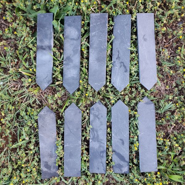 SMALL SLATE GARDEN MARKERS, 1.25"x 6.5" Real VA BLACK Slate Plant Markers