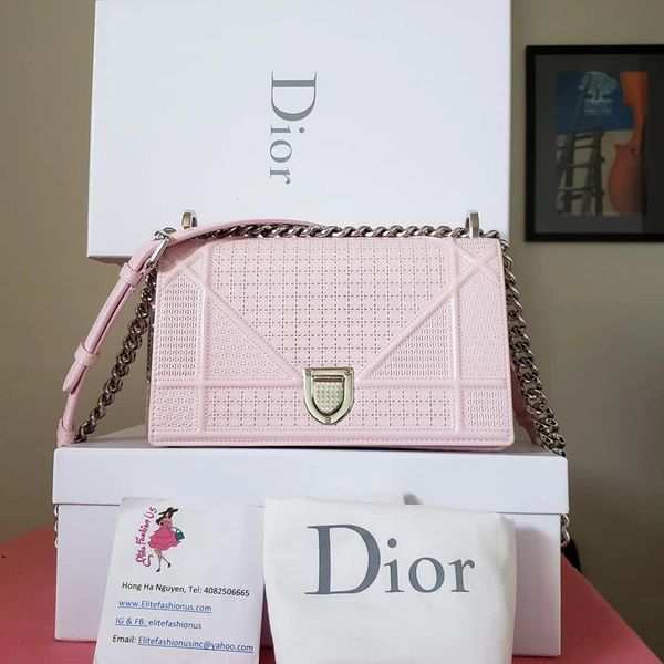 Christian Dior Pink Leather Small Diorama Flap Bag