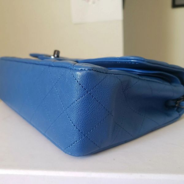 CHANEL Medium Double Flap Calfskin Quilted Shoulder bag Blue