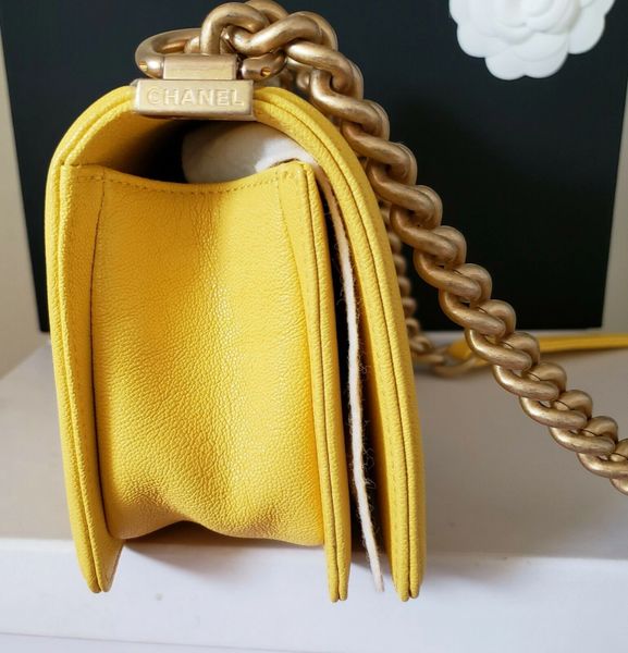 New Chanel yellow 💛 caviar Boy Classic Small Bag