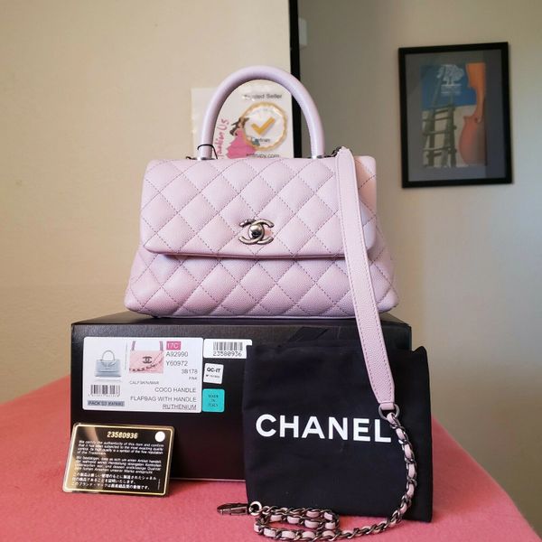 CHANEL pink caviar Mini Coco Handle Bag
