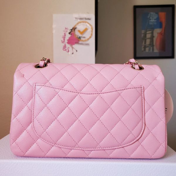 Chanel Classic Small Double Flap 21S Light Pink Quilted Caviar with light  gold hardware