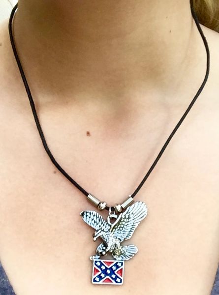 Eagle with Confederate Flag Necklace  <h1>DLGrandeurs Confederate and Rebel  Goods</h1>