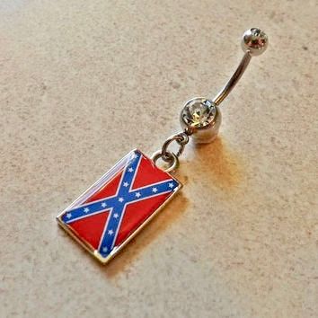 Confederate flag deals belly button ring