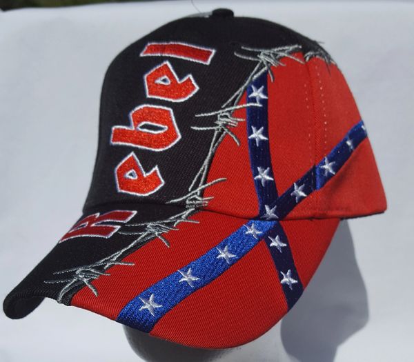 Rebel Barbed Wire Embroidered Hat  <h1>DLGrandeurs Confederate and Rebel  Goods</h1>