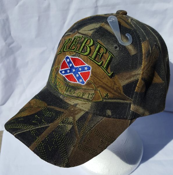 Camo Rebel And Proud Of It Embroidered Hat