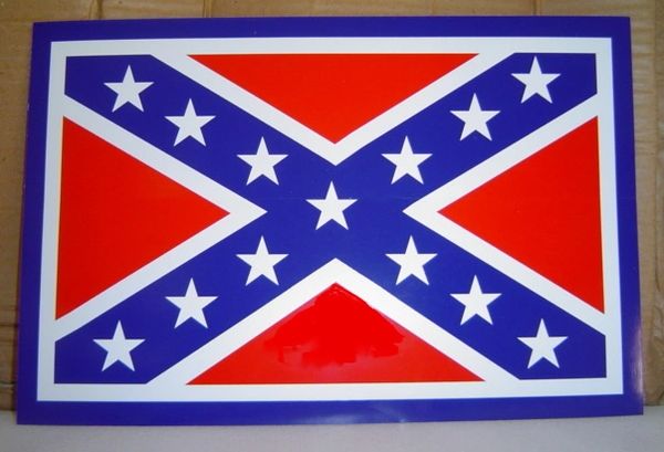 Big 8 x 12 Battle Flag Sticker  <h1>DLGrandeurs Confederate and Rebel  Goods</h1>