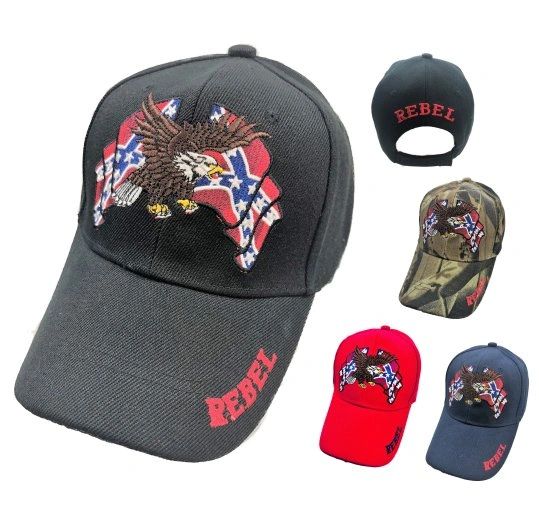 Eagle with Double Rebel Flag Embroidered Hat  <h1>DLGrandeurs Confederate  and Rebel Goods</h1>