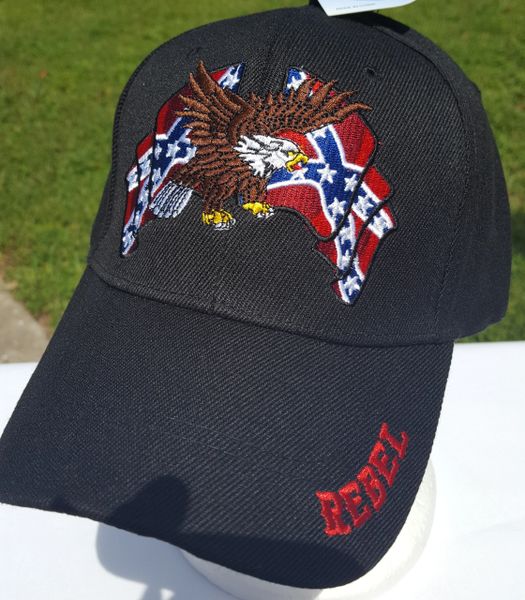 Eagle with Double Rebel Flag Embroidered Hat