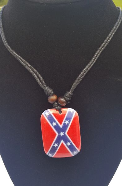 Stainless Steel Confederate Flag Necklace