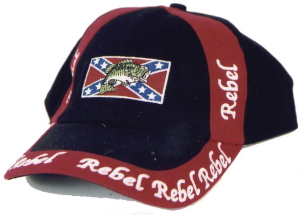 Rebel Flag Bass Fish Hat  <h1>DLGrandeurs Confederate and Rebel Goods</h1>