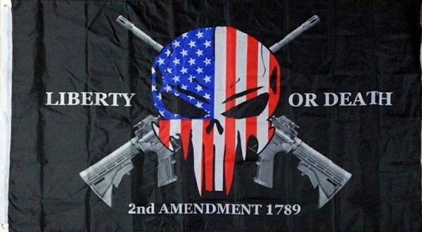 USA Punisher Skull Liberty Or Death 2nd Amendment Flag | DL Grandeurs