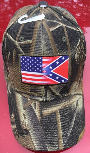 Blended USA Rebel Flag on Camo Hat  <h1>DLGrandeurs Confederate and Rebel  Goods</h1>
