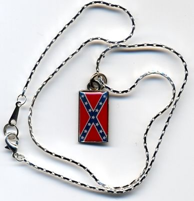 Stainless Steel Confederate Flag Necklace